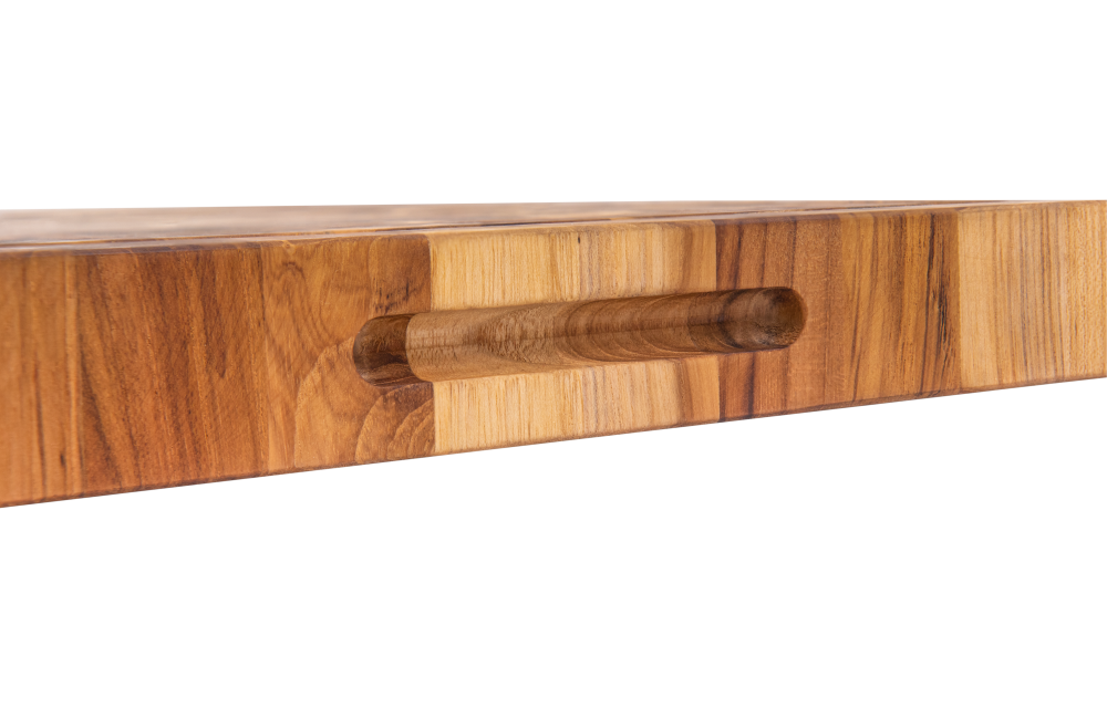 Rectangular End Grain Teak Wood Cutting Board with Juice Groove and Hand Grip