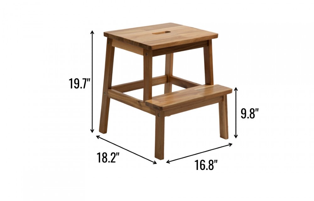 RECTANGULAR TWO STEPS STOOL NATURAL COLOR