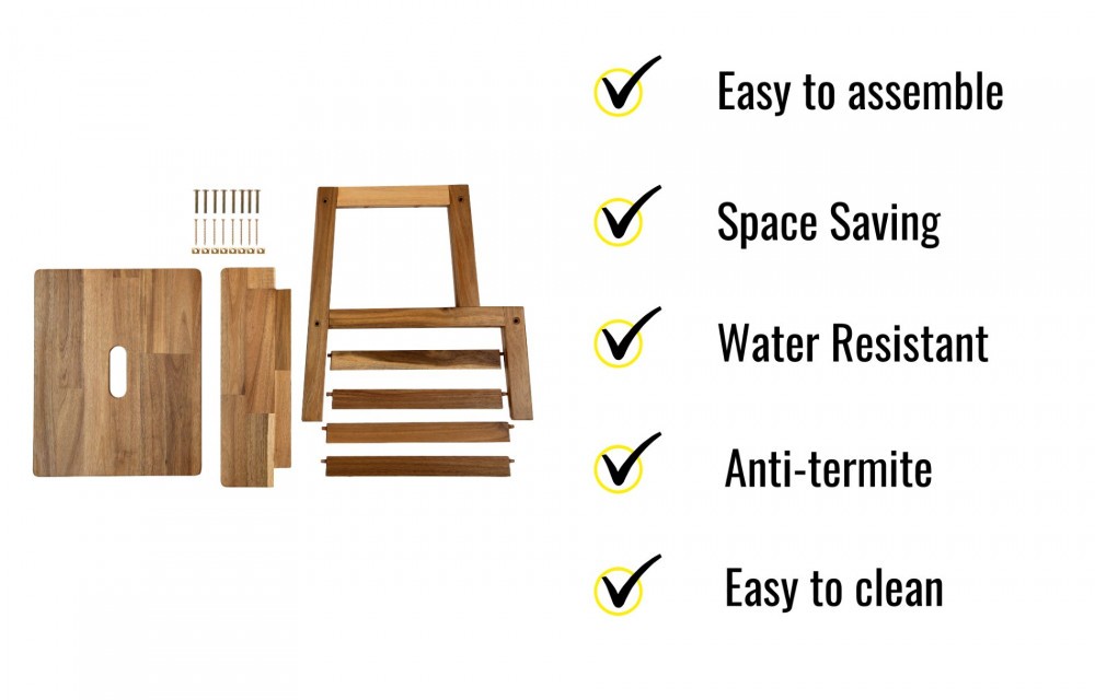 RECTANGULAR TWO STEPS STOOL NATURAL COLOR